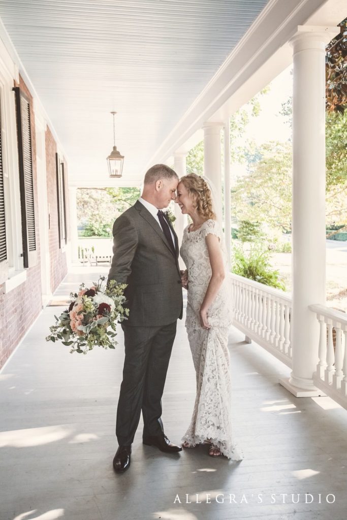 wedding couple on avenel front porch