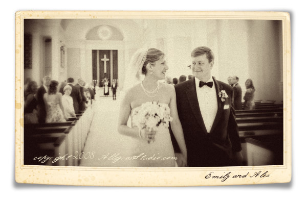 Emily and Alex exit the ceremony